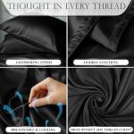 DECOLURE Satin Bed Sheets - 6 Piece Luxury Silky King Size Bedding Set - Softer Than Silk, Wrinkle-Free with 15” Deep Pocket Fitted Sheet, Perfect for Hair & Skin, Gifts for Women (Black)