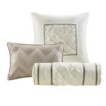 Madison Park Laurel Cozy Comforter Set - Traditional Tufted Faux Silk Design, All Season Down Alternative Bedding with Matching Shams, Decorative Pillow, Taupe King(104"x92") 7 Piece