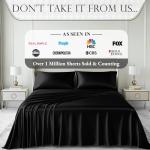 DECOLURE Satin Bed Sheets - 6 Piece Luxury Silky King Size Bedding Set - Softer Than Silk, Wrinkle-Free with 15” Deep Pocket Fitted Sheet, Perfect for Hair & Skin, Gifts for Women (Black)