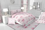 Erosebridal Girls Coquette Bowknot Bedding Set Twin Princess Comforter Set,Lovely Girls Silk Bow Down Comforter with Cute Ribbon Decor Cute Room Decor Aesthetic Kawaii,Pink and White,Soft Cozy