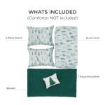 Bedsure King Size Christmas Duvet Cover - Green Forest Holiday Bedding Set, 5-Piece Collection Includes 1 Duvet Cover, 2 Pillow Shams, 1 Throw Blanket, and 1 Decorative Pillow (King, Green Forest)