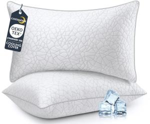 COZSINOOR Bed Pillows Queen Size - Cooling Premium Down Alternative Pillows Set of 2 for Side, Back, and Stomach Sleepers Hotel Quality Fluffy Soft Microfiber Fill Breathable Skin-Friendly