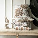 Phantoscope Set of 4 New Living Series Fall Leaf Geometric Coffee Throw Decorative Pillow Cover Cushion Cover 18 x 18 inches 45 x 45 cm