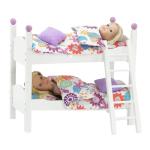 Emily Rose 14 Inch Doll Furniture - 2 White Single Stackable Beds Bunkbed with Colorful 4-PC Bedding Sets & Ladder - USA Business