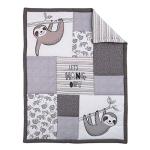 Little Love by NoJo Sloth Let's Hang Out Grey, White and Charcoal 3 Piece Nursery Crib Bedding Set - Comforter, Crib Sheet, Dust Ruffle