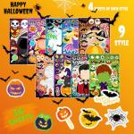 Halloween Stickers, Stickers for Kids, 36 Sheets Make a Face Sticker Sheets, Halloween Crafts Party Favors for Kids