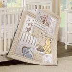 Disney Classic Pooh Hunny Fun with Piglet and Eeyore The Hundred Acre Woods Taupe 3 Piece Nursery Crib Bedding Set - Comforter, 100% Cotton Fitted Crib Sheet, and Crib Skirt
