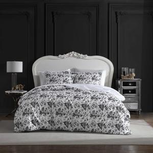 Betsey Johnson Betsey'S Toile Microfiber Black 3 Piece Duvet Cover Set-Full/Queen