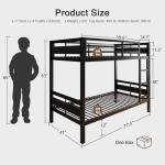 Einhomn Bunk Bed Twin Over Twin, Heavy Duty Metal Bed with Ladder and Full-Length Guardrail, Under-Bed Storage Space, No Box Spring Needed, Noise Free, Black