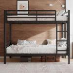 Einhomn Bunk Bed Twin Over Twin, Heavy Duty Metal Bed with Ladder and Full-Length Guardrail, Under-Bed Storage Space, No Box Spring Needed, Noise Free, Black