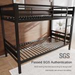 Einhomn Bunk Bed Twin Over Twin, Heavy Duty Metal Bed with Ladder and Full-Length Guardrail, Under-Bed Storage Space, No Box Spring Needed, Noise Free, Black