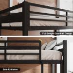 Einhomn Bunk Bed Twin Over Twin, Heavy Duty Metal Bed with Ladder and Full-Length Guardrail, Under-Bed Storage Space, No Box Spring Needed, Noise Free, Black