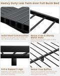 Mixcous Twin Over Full Bunk Bed for Adults & Kids, Heavy Duty Bunk Beds with EVA Padded Ladder and Full-Length Guardrails, Noise-Free Metal Bed Frame, Space-Saving Design, Black