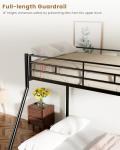 Mixcous Twin Over Full Bunk Bed for Adults & Kids, Heavy Duty Bunk Beds with EVA Padded Ladder and Full-Length Guardrails, Noise-Free Metal Bed Frame, Space-Saving Design, Black
