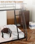 Mixcous Twin Over Full Bunk Bed for Adults & Kids, Heavy Duty Bunk Beds with EVA Padded Ladder and Full-Length Guardrails, Noise-Free Metal Bed Frame, Space-Saving Design, Black