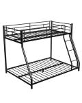 Mixcous Twin Over Full Bunk Bed for Adults & Kids, Heavy Duty Bunk Beds with EVA Padded Ladder and Full-Length Guardrails, Noise-Free Metal Bed Frame, Space-Saving Design, Black