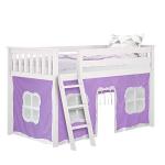 Max & Lily Underbed Curtain for Low Bunk Bed/Low Loft Bed, Play Curtain for Kids, Cotton Privacy Curtain for Bottom Bunk, 2 Panel Curtain Set Purple/White