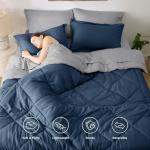 Bedsure Twin Comforter Set - 5 Pieces Reversible Navy Bedding, Twin Size Bed Set for All Seasons, Bed in a Bag with Down Alternative Comforter, Sheets, Pillowcase & Sham