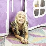 Max & Lily Underbed Curtain for Low Bunk Bed/Low Loft Bed, Play Curtain for Kids, Cotton Privacy Curtain for Bottom Bunk, 2 Panel Curtain Set Purple/White
