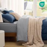 Bedsure Twin Comforter Set - 5 Pieces Reversible Navy Bedding, Twin Size Bed Set for All Seasons, Bed in a Bag with Down Alternative Comforter, Sheets, Pillowcase & Sham