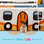 Max & Lily Underbed Curtain for Low Bunk Bed/Low Loft Bed, Play Curtain for Kids, Cotton Privacy Curtain for Bottom Bunk, 2 Panel Curtain Set Purple/White