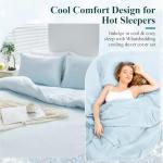 WhatsBedding 3 Pieces Duvet Cover Set Queen Size - Prewashed Bedding Set, Extra Comfy & Breathable Cooling Comfoter Cover, 1 Duvet Cover and 2 Pillowcases, 90”x90” (Light Blue, Queen)