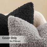 MIULEE Pack of 2 Throw Pillow Covers 18x18 Inch Neutral Black Faux Fur Decorative Sherpa Pillow Covers Fuzzy Accent Soft Sheepskin Fleece Cushion Cases for Boho Home Decor Couch Living Room Bed