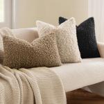 MIULEE Pack of 2 Throw Pillow Covers 18x18 Inch Neutral Black Faux Fur Decorative Sherpa Pillow Covers Fuzzy Accent Soft Sheepskin Fleece Cushion Cases for Boho Home Decor Couch Living Room Bed
