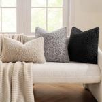 MIULEE Pack of 2 Throw Pillow Covers 18x18 Inch Neutral Black Faux Fur Decorative Sherpa Pillow Covers Fuzzy Accent Soft Sheepskin Fleece Cushion Cases for Boho Home Decor Couch Living Room Bed