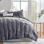 SLEEP ZONE Luxury Seersucker Queen Comforter Set 3-Piece, Soft & Lightweight Down Alternative Duvet Insert with Pillow Sham Cooling for Summer, Gray