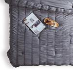 SLEEP ZONE Luxury Seersucker Queen Comforter Set 3-Piece, Soft & Lightweight Down Alternative Duvet Insert with Pillow Sham Cooling for Summer, Gray