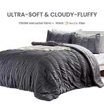 SLEEP ZONE Luxury Seersucker Queen Comforter Set 3-Piece, Soft & Lightweight Down Alternative Duvet Insert with Pillow Sham Cooling for Summer, Gray
