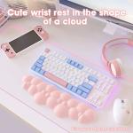 ATTACK SHARK Cloud Mouse Pad Wrist Support and Keyboard Wrist Rest,Ergonomic Design for Typing Pain Relief,Memory Foam Wrist Rest Leather Cup Coaster,Lightweight Desk Gel Hand Wrist Rests(Pink)