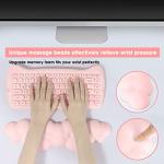 ATTACK SHARK Cloud Mouse Pad Wrist Support and Keyboard Wrist Rest,Ergonomic Design for Typing Pain Relief,Memory Foam Wrist Rest Leather Cup Coaster,Lightweight Desk Gel Hand Wrist Rests(Pink)