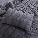 SLEEP ZONE Luxury Seersucker Queen Comforter Set 3-Piece, Soft & Lightweight Down Alternative Duvet Insert with Pillow Sham Cooling for Summer, Gray