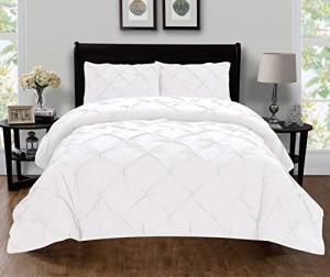 Elegant Comfort 401RW-Pintuck-Duvet-K-White Luxury Super-Soft Coziest 1500 Thread Count3-Piece Pintuck Design Duvet Cover Set, (Insert Comforter Protector) Wrinkle, King/California King, White