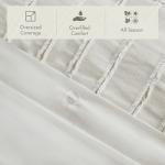 Madison Park Queen Comforter Set Clipped Jacquard Stripes with Buttons Boho Comforter for a Queen-Size Bed, Cotton Oversized Comforters with Removable Cover Boho Bedding, Queen Ivory 8 Piece