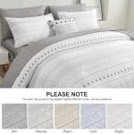 WONGS BEDDING Boho Comforter Set King Size,7 Pieces Grey White Geometric Bohemian Bed in a Bag Comforter Complete Striped Bedding Set for All Season with Sheets,Pillowcases & Shams Soft Microfiber