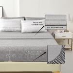 WONGS BEDDING Boho Comforter Set King Size,7 Pieces Grey White Geometric Bohemian Bed in a Bag Comforter Complete Striped Bedding Set for All Season with Sheets,Pillowcases & Shams Soft Microfiber