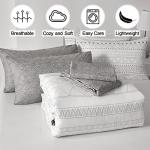 WONGS BEDDING Boho Comforter Set King Size,7 Pieces Grey White Geometric Bohemian Bed in a Bag Comforter Complete Striped Bedding Set for All Season with Sheets,Pillowcases & Shams Soft Microfiber