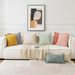 MIULEE Mustard Yellow Corduroy Decorative Throw Pillow Covers Pack of 2 Soft Striped Pillows Pillowcases with Broad Edge Spring Winter Modern Boho Home Decor for Couch Sofa Bed 18x18 Inch