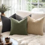 MIULEE Pack of 2 Pillow Covers Soft Soild Decorative Square Throw Pillow Covers Set Cushion Cases Pillowcases for Sofa Bedroom Car 18 x 18 Inch 45 x 45 Cm Olive Green