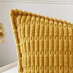 MIULEE Mustard Yellow Corduroy Decorative Throw Pillow Covers Pack of 2 Soft Striped Pillows Pillowcases with Broad Edge Spring Winter Modern Boho Home Decor for Couch Sofa Bed 18x18 Inch