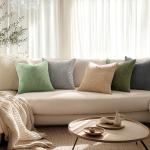 MIULEE Pack of 2 Pillow Covers Soft Soild Decorative Square Throw Pillow Covers Set Cushion Cases Pillowcases for Sofa Bedroom Car 18 x 18 Inch 45 x 45 Cm Olive Green