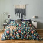 SUSYBAO Colorful Floral Duvet Cover Queen 100% Cotton Flower Duvet Cover 3 Piece Set 1 Multi-colored Cactus Botanical Duvet Cover with Zipper Ties 2 Pillowcases Luxury Soft Sunflower Print Bedding Set