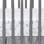 Lambs & Ivy Luna White/Gray Celestial Owl 4-Piece Nursery Baby Crib Bedding Set (740004V)