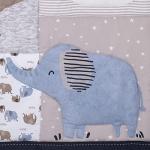 NoJo Carter's Blue Elephant - Chambray, Navy, Gray and White Elephant, Moon, Clouds and Stars 3 Piece Nursery Crib Bedding Set - Comforter, Fitted Crib Sheet and Crib Skirt