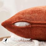 MIULEE Pack of 2 Fall Burnt Orange Decorative Pillow Covers 18x18 Inch Soft Chenille Couch Throw Pillows Farmhouse Cushion Covers for Home Decor Sofa Bedroom Living Room