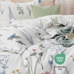 Bedsure Duvet Cover Queen Size - Reversible Cute Floral Duvet Cover Set with Zipper Closure, 3 Pieces White Bedding Set with 8 Corner Ties and 2 Pillow Shams 20"x26"