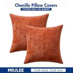 MIULEE Pack of 2 Fall Burnt Orange Decorative Pillow Covers 18x18 Inch Soft Chenille Couch Throw Pillows Farmhouse Cushion Covers for Home Decor Sofa Bedroom Living Room